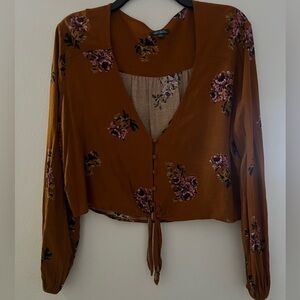 Wild Fable Floral Tie-Front Crop Top